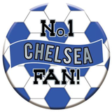 A Jumbo No.1 Chelsea Fan Blue Party Badge.
