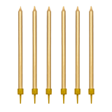 A pack of 12.5cm Plain Gold Birthday Candles, manufactured by Party Deco.