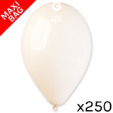 A maxi bag of 250 13" Marshmallow Linen Latex Balloons, manufactured by Gemar.