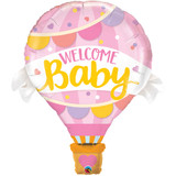 42 inch Welcome Baby Pink Hot Air Balloon Foil Balloon (1)