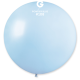 A 31" Marshmallow Powder Blue Latex Balloon, manufactured by Gemar.