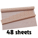 A Vintage Pink Mini Flower Tissue Paper Roll, measuring approx. 50cm x 75cm.
