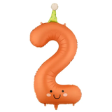 A 34 inch Party Hat Orange Number 2 Foil Balloon, manufactured by PartyDeco.