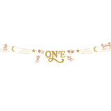 A Gold Mice Number 1 Birthday Banner, manufactured by PartyDeco.