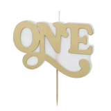 A 6.5cm Gold Number 1 Letter Candle, manufactured by PartyDeco.