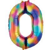 34 inch Anagram Rainbow Splash Number 0 Foil Balloon (1)