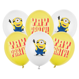 A pack of 6 12 inch Minions Assorted Latex Balloons, manufactured by PartyDeco.