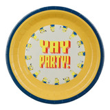 A pack of 6 Minions Paper Plates, manufactured by PartyDeco.