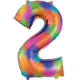 34 inch Anagram Rainbow Splash Number 2 Foil Balloon (1)