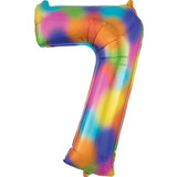 34 inch Anagram Rainbow Splash Number 7 Foil Balloon (1)