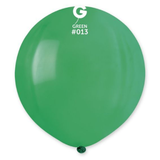 A pack of 25 19" Standard Dark Green Latex Balloons, manufactured by Gemar.