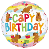 An 18 inch Capy Birthday Capybara Foil Balloon, manufactured by Betallic.