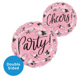 An 18 inch Black Bow Party Drinks Pink Foil Balloon, manufactured by Betallic.