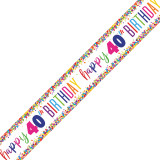A 40th birthday rainbow confetti foil banner, manufactured by Unique.