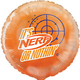 An 18 inch It's Nerf or Nothin' Foil Balloon, manufactured by Unique.