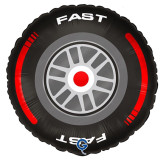 An 18 inch Fast Tire Foil Balloon, manufactured by Grabo.