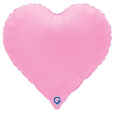 An Unpackaged 18 inch Soft Matte Sakura Pink Heart Foil Balloon, manufactured by Grabo.