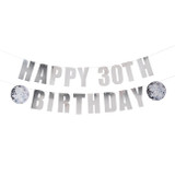 A 2m Silver Disco Customisable Paper Banner, manufactured by Hootyballoo.