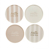 A set of 8 Neutral Hello Little One Assorted Paper Plates, manufactured by Hootyballoo.