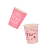 A set of 8 Pink Team Bride Paper Cups, manufactured by Hootyballoo.