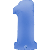 A 40 inch Lotus Blue Number 1 Soft Matte Foil Balloon, manufactured by Grabo.