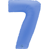 A 40 inch Lotus Blue Number 7 Soft Matte Foil Balloon, manufactured by Grabo.