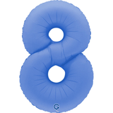 A 40 inch Lotus Blue Number 8 Soft Matte Foil Balloon, manufactured by Grabo.
