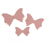 A pack of 12 light pink 3D bow adhesive decorations, manufactured by Oaktree.