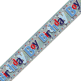 A Birthday Boy Blue Holographic Foil Banner.
