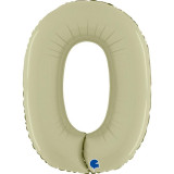 A 26 inch Olive Green Number 0 Satin Foil Balloon, manufactured by Grabo.