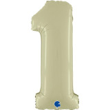 A 26 inch Olive Green Number 1 Satin Foil Balloon, manufactured by Grabo.
