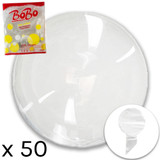 A pack of 50 22 Clear Wide Neck BoBo Bubble Balloons.