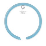 A pack of 100 1" Standard Baby Blue Entertainer Balloons, manufactured by Gemar.