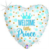 A heart-shaped 18 inch Welcome Little Prince Foil Balloon, manufactured by Betallic.