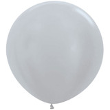 3ft Satin Silver Sempertex Latex Balloons (2)