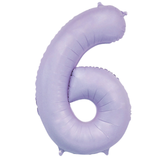 A 34 inch Matte Lilac Number 6 Foil Balloon, manufactured by Sensations.