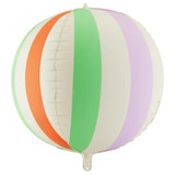 A 30 inch Matte Pastel Stripe Ball Foil Balloon, manufactured by PartyDeco.