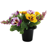 A Yellow/Purple Pansy Remembrance Grave Pot, measuring approx. 30cm.