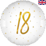 An 18 inch Age 18 White Elegant Sparkle Holographic Foil Balloon, manufactured by Oaktree.