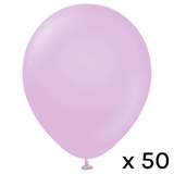 A pack of 50 12" Standard Lilac Latex Balloons, manufactured by Kalisan.