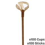A pack of 100 Balloon Cups & Sticks.