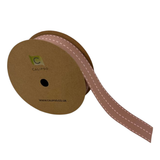 A Vintage Pink Ribbon with White Contrast Stitching.