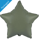 An 18 inch Matte Olive Green Star Foil Balloon.