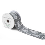 A Silver Christmas Trees Wired Edge Ribbon, measuring approx. 63mm x 9.1m.