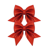 A pack of 2 13cm Red Luxe Bows.