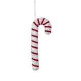 A 25cm Red & White Sparkly Candy Can Hanging Decoration.