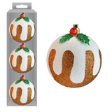 A pack of 3 Christmas pudding baubles.