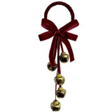 A Dark Red Velvet Bow Bell Hanger, measuring approx. 28cm.
