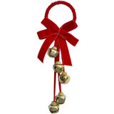 A Red Velvet Bow Bell Hanger, measuring approx. 28cm.