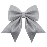 A Silver Luxe Bow Decoration, measuring approx. 20cm by 24cm.